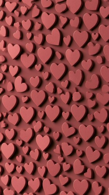 A beautiful Hearts Wallpaper featuring a seamless pattern of 3D red and maroon hearts