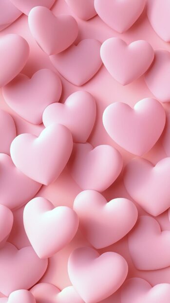 Hearts wallpaper featuring a beautiful cluster of soft, pastel pink 3D hearts overlapping each other