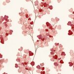 Floral Hearts Branches Pattern Wallpaper