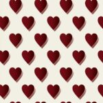 Maroon Solid Hearts Pattern Wallpaper