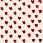 Red Paper Hearts Grid Wallpaper