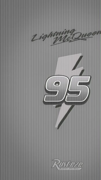 A minimalist Lightning Mcqueen Wallpaper featuring the number 95 and lightning bolt logo on a solid gray background