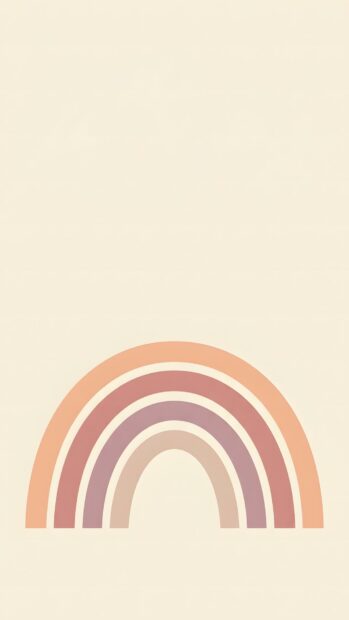 A beautiful minimalist wallpaper showcasing a pastel rainbow with warm, muted colors against a soft beige background. This simple design is ideal for mobile screens