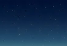 This minimalist wallpaper showcases a stylized night landscape with sparkling stars above majestic mountains and two prominent pine trees. The Full HD minimalist wallpaper features cool blue and teal tones, perfect for mobile