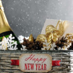 New Year Aesthetic Champagne Basket Wallpaper