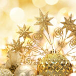 New Year Aesthetic Golden Ornaments Wallpaper
