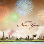 Happy New Year Landmarks Aesthetic Wallpaper