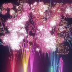 Stylized Pink Green Fireworks New Year Aesthetic Wallpaper
