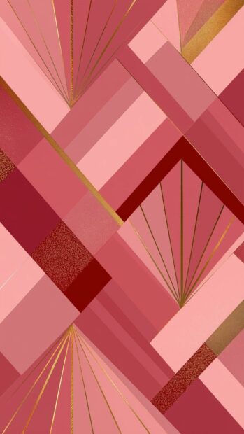 A stylish pink aesthetic wallpaper featuring a geometric art deco pattern with various shades of pink and subtle gold accents