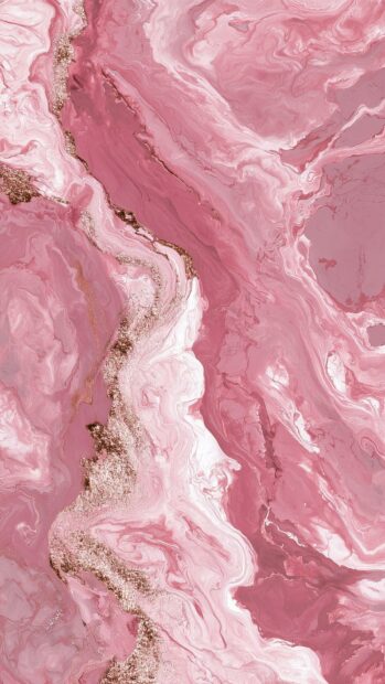 A luxurious pink aesthetic wallpaper displaying intricate marble patterns with elegant rose gold glitter veins
