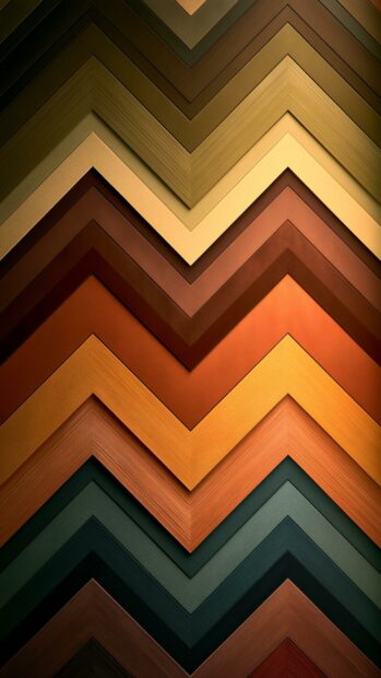 A retro wallpaper featuring an abstract chevron zigzag pattern with layered earthy colors and subtle texture