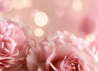 Dreamy Rose Wallpaper featuring soft pink roses with beautiful bokeh lights in the background