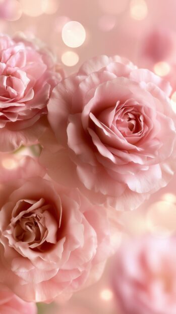Dreamy Rose Wallpaper featuring soft pink roses with beautiful bokeh lights in the background
