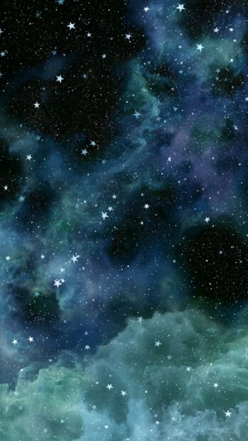 Beautiful Stars Wallpaper featuring a cosmic blue and green nebula with countless twinkling stars