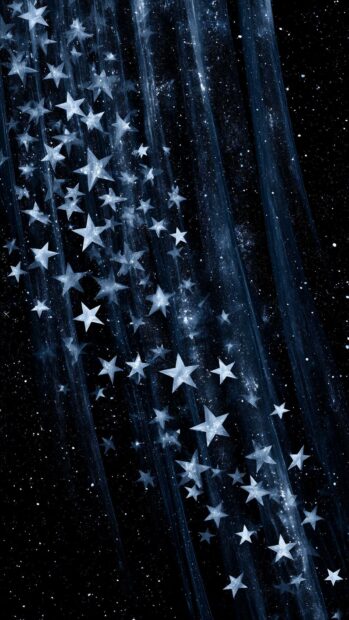 Dynamic Stars Wallpaper displaying an abstract pattern of numerous light blue stars falling against a dark background