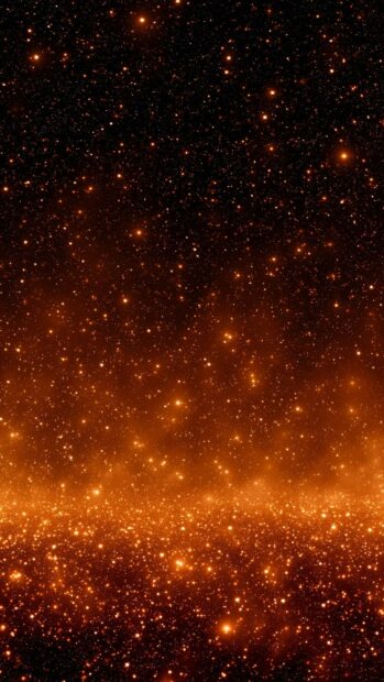 Fiery orange glowing particles stars wallpaper creating a dense sparkling effect from bottom to top
