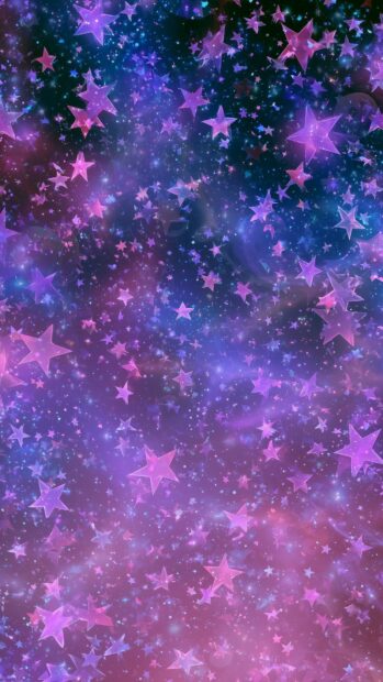 A colorful Stars Wallpaper with a dynamic mix of pink and purple stars against a vibrant galaxy background
