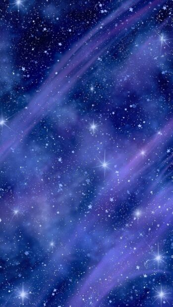 A stunning Stars Wallpaper depicting a vibrant purple and blue nebula filled with countless sparkling stars, ideal for mobile devices