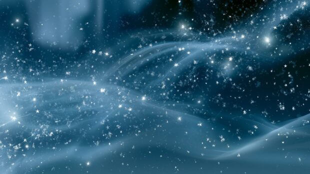 An ethereal Stars Wallpaper featuring swirling blue cosmic dust and tiny glittering stars, perfect for a desktop background