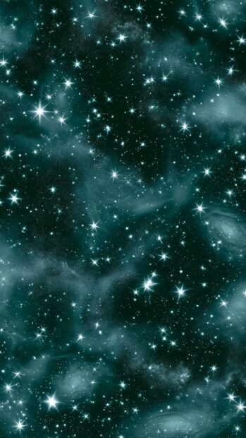 Stars wallpaper showcasing a vibrant teal nebula filled with bright white cosmic stars
