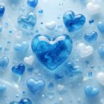 Blue Crystal Hearts Water Drops Light Blue Wallpaper On Heart