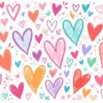 Wallpaper On Heart Colorful Doodle Hearts Pattern Wallpaper