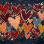 Wallpaper On Heart Colorful Hearts And Roses Wallpaper