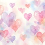 Pastel Watercolor Hearts Pattern Wallpaper On Heart