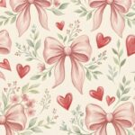 Pink Bows And Red Hearts Pattern Wallpaper On Heart