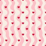 Pink Wavy Stripes Small Red Hearts Wallpaper On Heart
