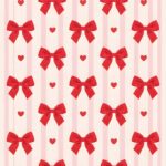 Red Bows And Hearts Pattern Wallpaper On Heart