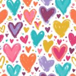Vibrant Hand Drawn Hearts Pattern Wallpaper On Heart