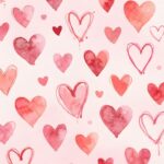 Pink Watercolor Hearts Pattern Wallpaper On Heart