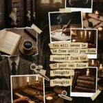 Dark Academia Wallpaper Collage with Quotes