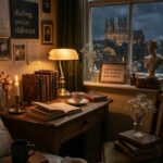 Dark Academia Wallpaper Cozy Study Scene