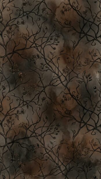 A dark floral pattern wallpaper in the Dark Academia style
