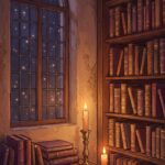 Dark Academia Wallpaper Library at Night