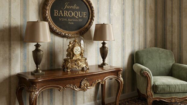 Dark Academia Wallpaper featuring vintage decor with a wooden table and ornate items