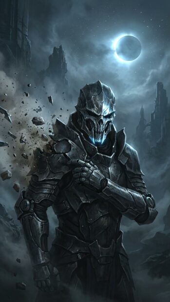 Dark Souls Wallpaper featuring a knight in armor under a moonlit sky