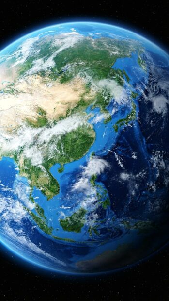 A Full HD Earth wallpaper showcasing the Asian continent from space