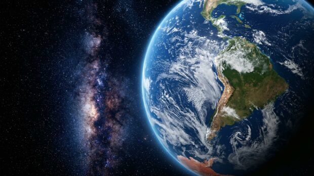Earth wallpaper featuring Earth alongside the Milky Way galaxy