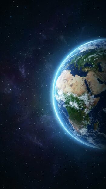 Earth wallpaper depicting the planet in space with stars