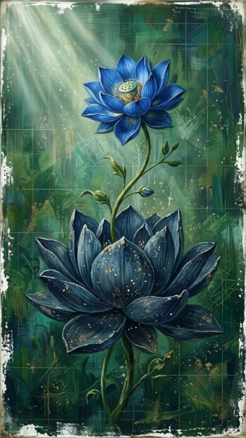Artistic depiction of a blue lotus flower with a textured background