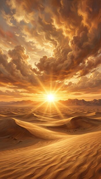 A stunning sunrise over a vast desert landscape