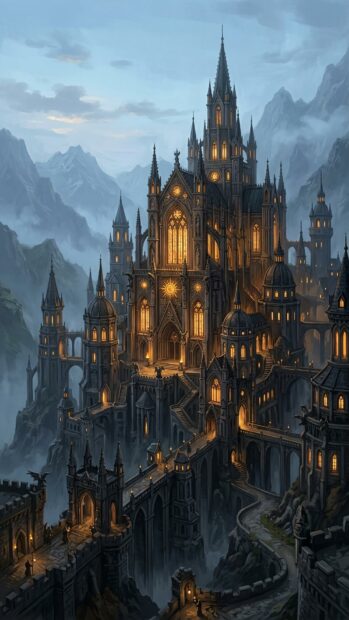 Magic The Gathering Wallpaper featuring a majestic castle with glowing windows