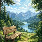 Mountains Wallpaper Bench Lake View