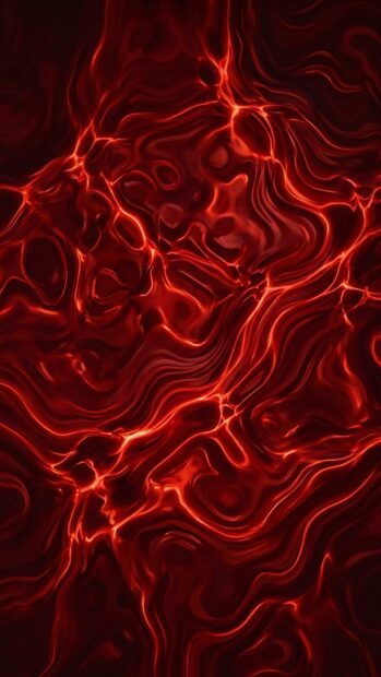 Abstract red waves with glowing lines create a dynamic red aesthetic wallpaper
