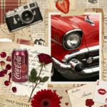 Red Aesthetic Wallpaper Vintage Car Collage