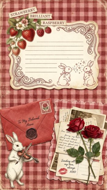 Vintage letter design with red roses and rabbits in Full HD