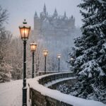 Snow Wallpaper Castle and Winter Lamps